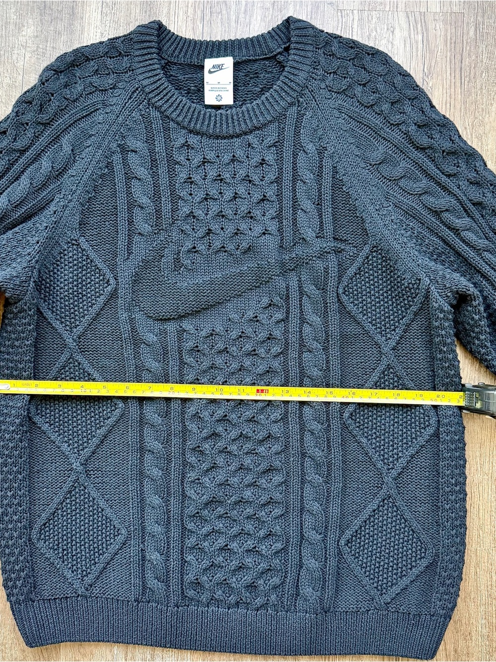 Nike Life Cable Knit Sweater Black M DQ5176-010 - Picture 4 of 7